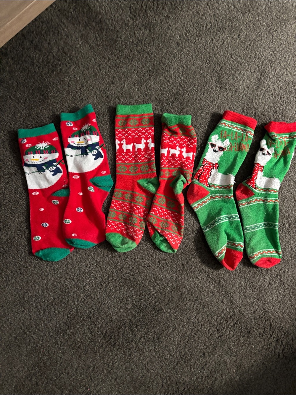 Four Pairs of Holiday Crew Socks - Red & Green Festive Pack
